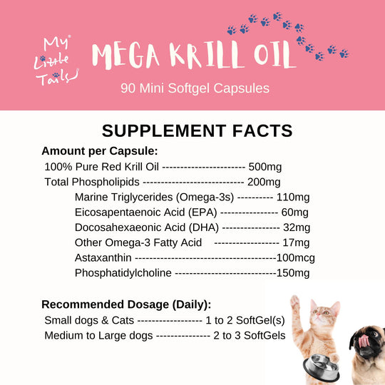 [Mini 90 Capsules] Krill Oil for Dogs &amp; Cats - HUMAN GRADE - Maxi Omega-3