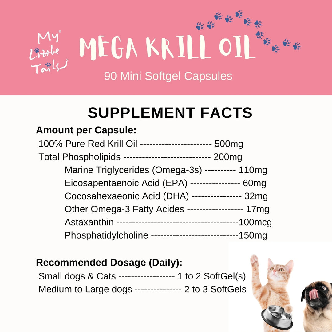 [Mini 90 Capsules] Krill Oil for Dogs & Cats - HUMAN GRADE - Maxi Omega-3