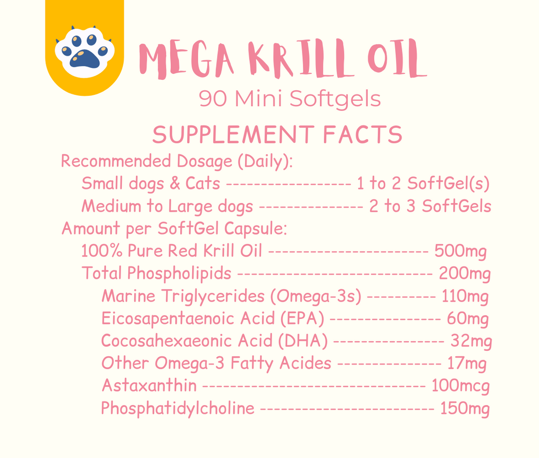 [Mini 90 Capsules] Krill Oil for Small Dogs & Cats - HUMAN GRADE - Maxi Omega-3